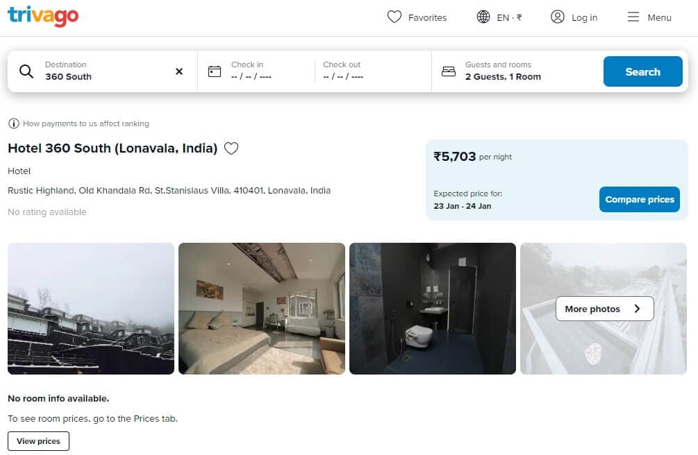 trivago 360 form project screenshot